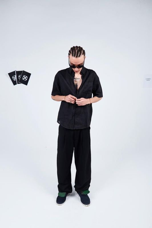 ZWELLA Wide-Leg Tailored Pants – Black